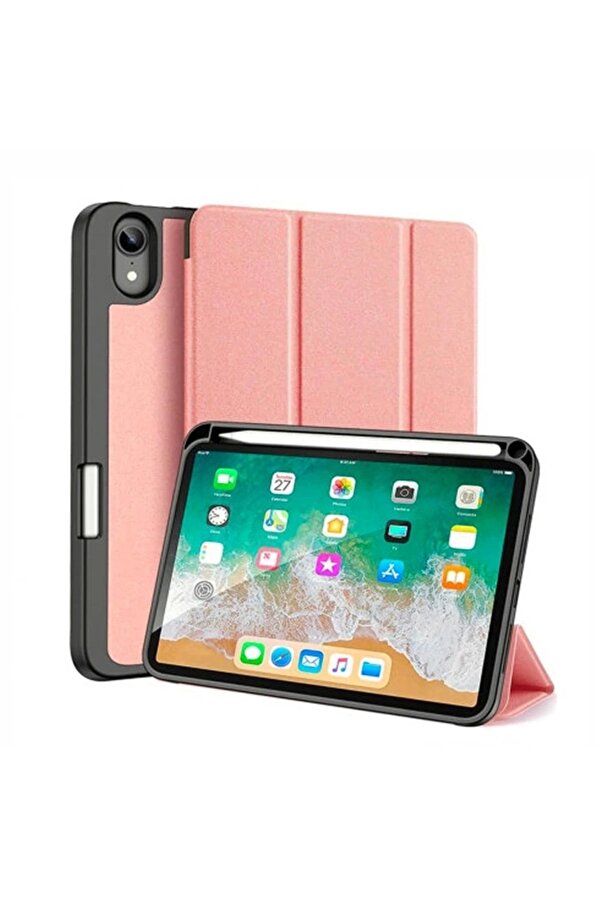 Buti̇k Dux Duci̇s İpad Mi̇ni̇ 6 (2021) Kılıf Kalem Bölmeli̇ Standlı Domo Seri̇es-(5775)
