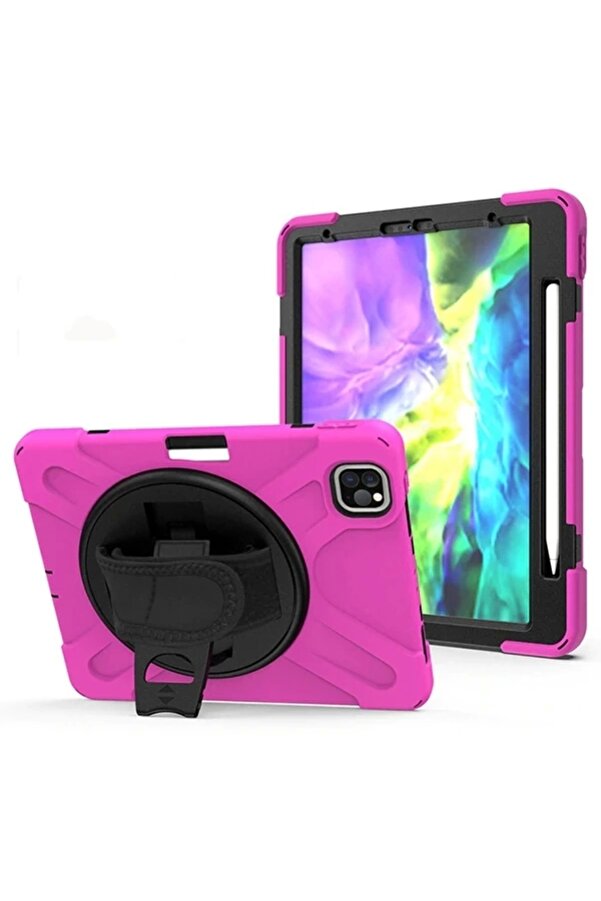 Buti̇k İpad Ai̇r 4. Nesi̇l 10.9 Kılıf Shockproof 3 Katmanlı Standlı Zırh Kılıf Kalem Yerli̇-(5775)
