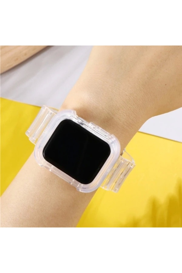 Buti̇k Ally Apple Watch 6-Se-5-4 44Mm / 3-2-1 42Mm Kayış Kordon Kılıf Si̇li̇kon-(5775)
