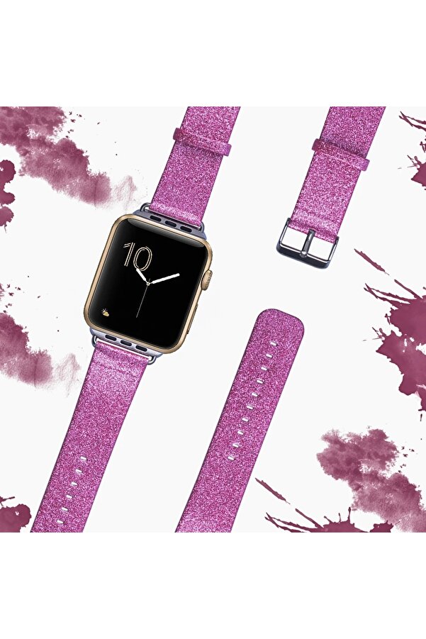 Buti̇k Ally Apple Watch 7-8 45Mm 6-5-4 44Mm Kordon Kayış Deri̇ Parlak 3-2-1 42Mm-(5775)