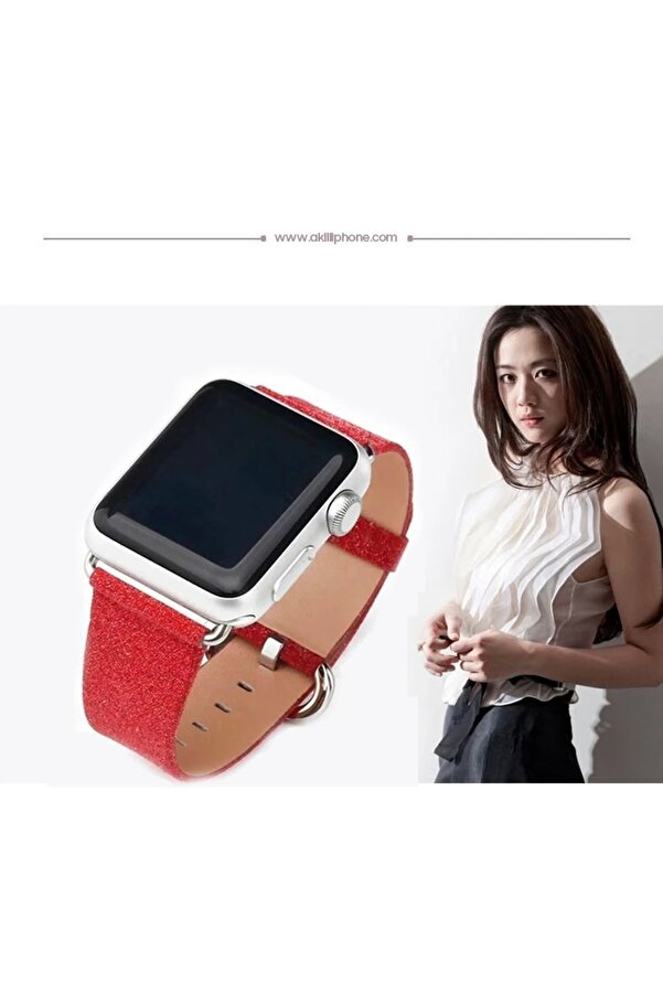 Buti̇k Ally Apple Watch 7-8 41Mm 6-5-4 40Mm Deri̇ İnce Si̇m İşlemeli̇ Kordon Kayış 3-2-1 38Mm-(5775)