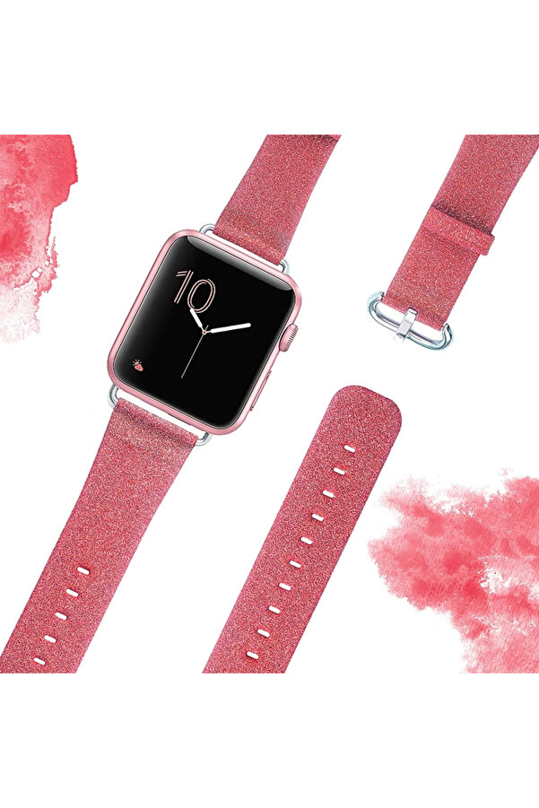 Buti̇k Ally Apple Watch 7-8 41Mm 6-5-4 40Mm Deri̇ İnce Si̇m İşlemeli̇ Kordon Kayış 3-2-1 38Mm-(5775)