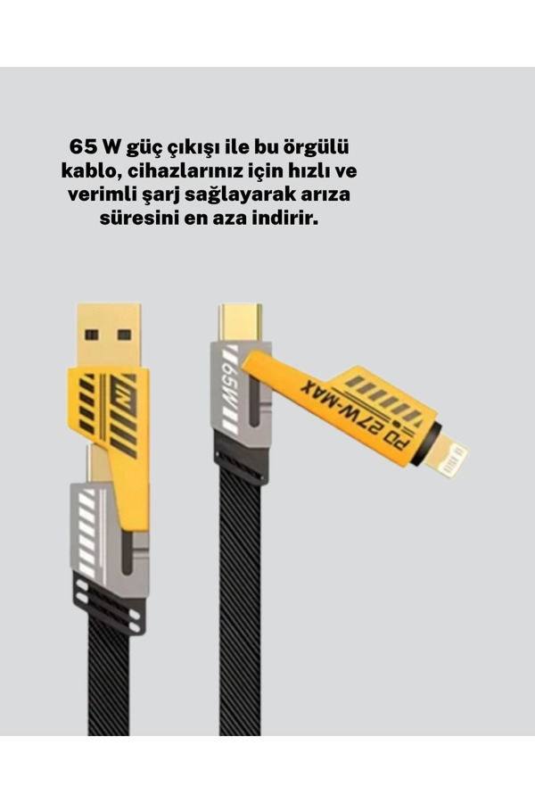 Akıllı Telefon Tablet Laptop Uyumlu 65W Güçlü Veri̇ Kablosu