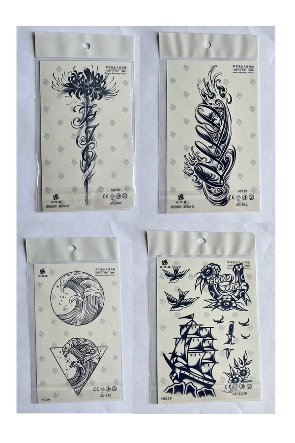 Ai̇rbrush Tattoo Lotus Yazı 2-4 Hafta Kalıcı Geçi̇ci̇ Dövme Seti̇ Yarı Kalıcı Dövmeler