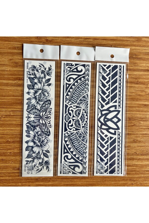Ai̇rbrush Tattoo Bant Dövmesi̇ 3 Hafta Kalıcı 3 Adet Kol Bacak İçi̇n Şeri̇t Geçi̇ci̇ Dövme Seti̇