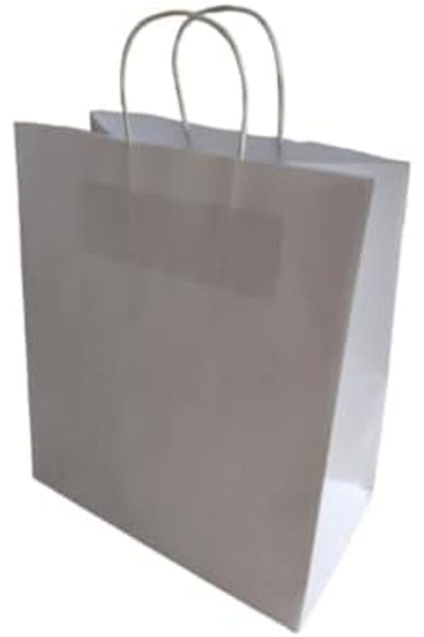 Brfshop Saplı Kâğıt Torba Çanta Beyaz Kraft Torba Çanta 26X14X30 Cm (25 Adet) 1165984