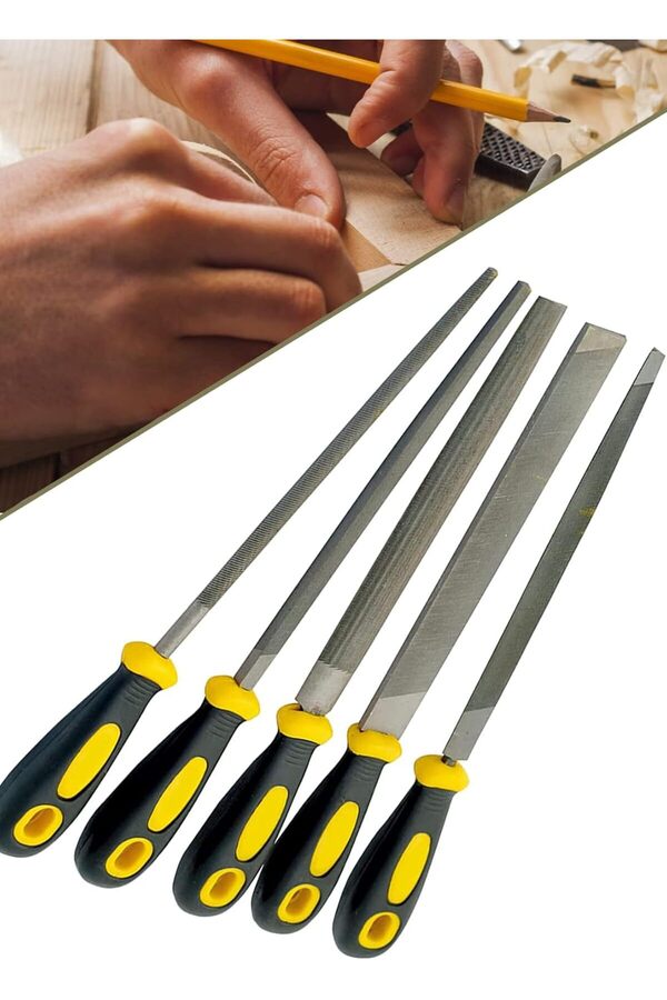 Shopverse Büyük Boy Eğeleme Seti̇ 32Cm 5 Li̇ Eğe Seti̇ Hava Çeli̇ği̇, Metal, Ağaç 1410 Trendfli̇ck 10