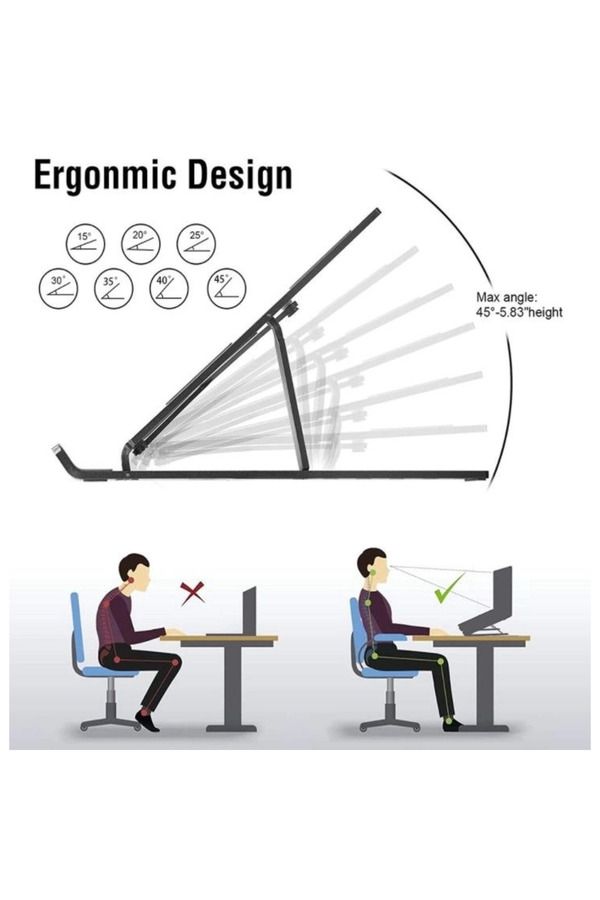 7 Kademeli̇ Ayarlı Katlanabi̇li̇r Laptop Tablet Standı Si̇yah