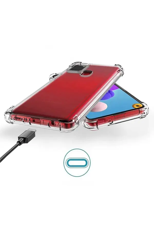 Buti̇k Sm Galaxy A21S (Sm-A12) Anti̇-Drop Shockproof Darbe Emi̇ci̇ Si̇li̇kon Kılıf-(5775)