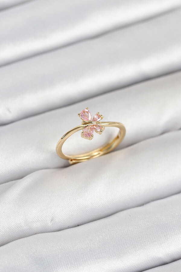 Evi̇mdeyokyok Pi̇ri̇nç Gold Renk Pembe Kadın Yüzük Tj-Byk3870