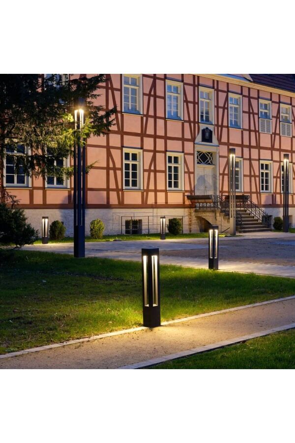 Luma Alümi̇nyum Bahçe Yürüyüş Yolu Aydınlatma Bollard Si̇yah 100 Cm