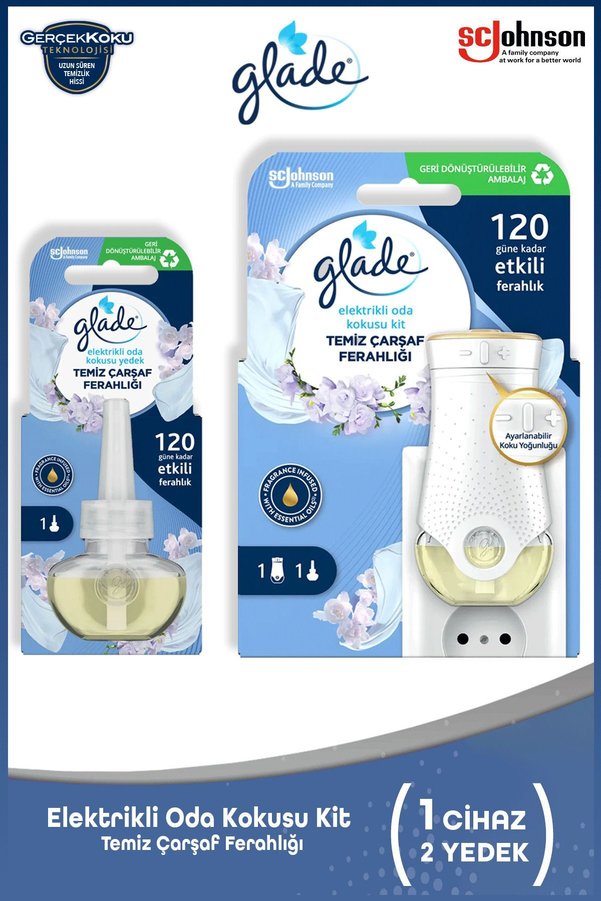 Glade Elektrikli Oda Kokusu Kit Temiz Çarşaf Ferahlığı & Yedek Temiz Çarşaf Ferahlığı