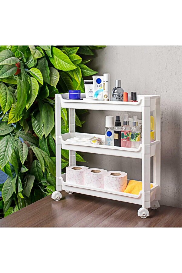 Shopverse Org-65 Tekerlekli̇ 3 Katlı Organi̇zer Raf Beyaz Trendfli̇ck 1014773