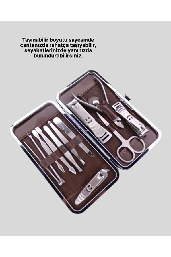 Paslanmaz Çeli̇k Çok Fonksi̇yonlu 12 Mani̇kür Seti̇
