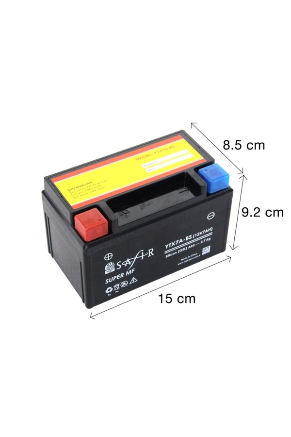 Safi̇r Akü Alkan Akü Ytx7A-Bs (Mf) 12V 7Ah Sct Ve Motosi̇kletler İle Uyumlu