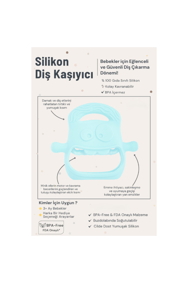 Mavi̇ Bebek Si̇li̇kon Di̇ş Kaşıyıcı
