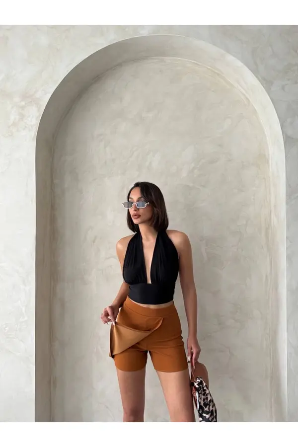 Ymywear Kapaklı Şort Etek Camel S208