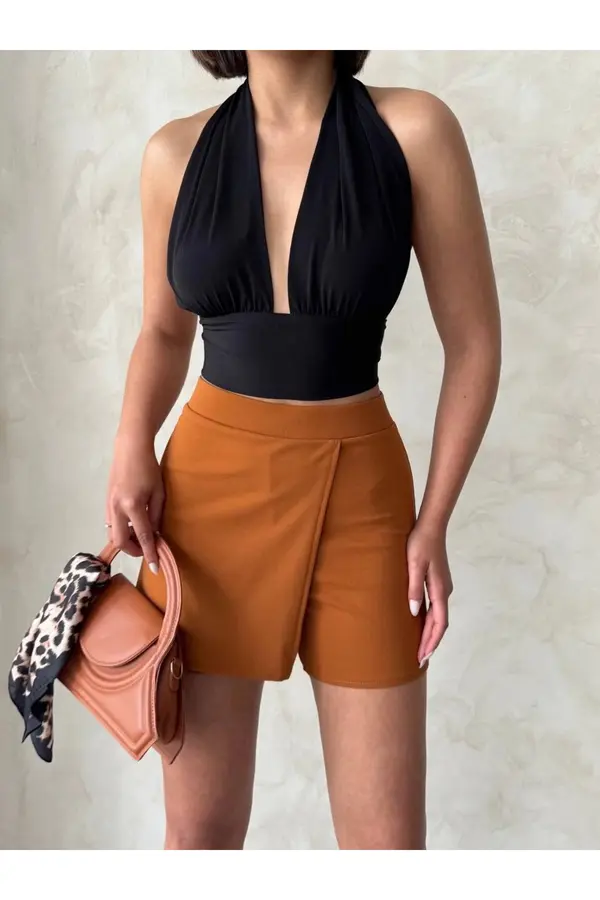 Ymywear Kapaklı Şort Etek Camel S208