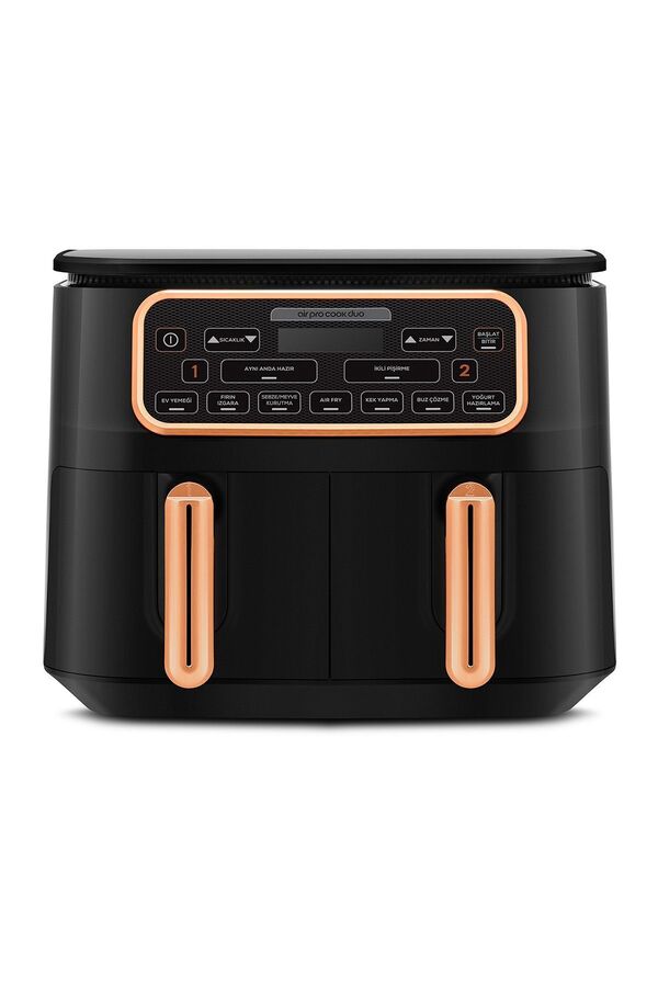 Karaca Air Pro Cook Duo Ev Yemeği Xxxl 4+4 Litre Airfryer Black Cooper 8 Kişilik