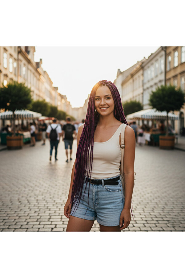 Store Narya Afri̇ka Örgüsü Ve Rasta İçi̇n Senteti̇k / Mürdüm Moru