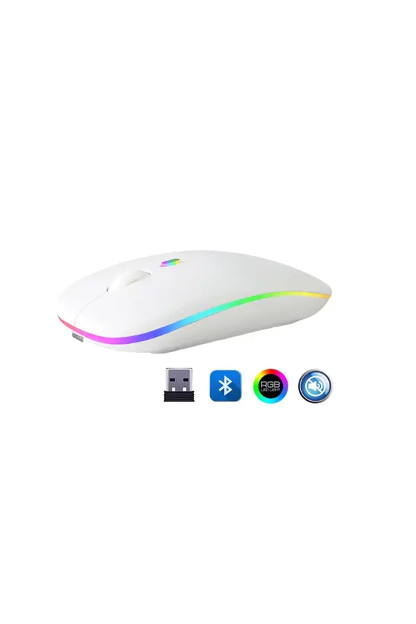 Zr215 Cba100 Rgb Beyaz Şarjlı Mouse