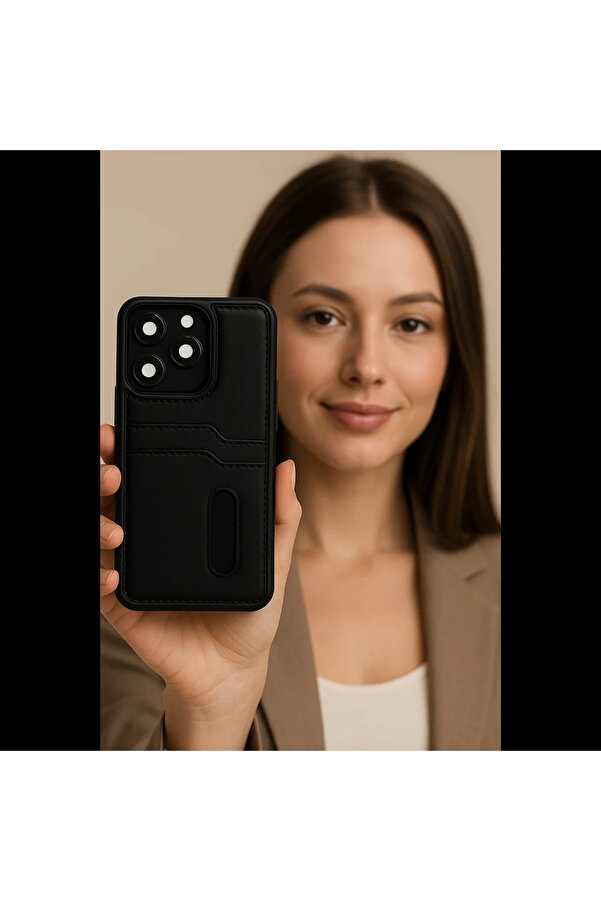 Byhodi̇ İphone 16E Kılıf Sara Kartvi̇zi̇tli̇ Deri̇ Kılıf