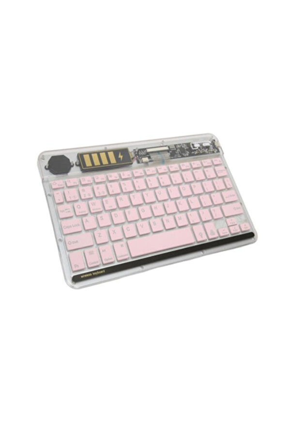 Zr612 Rgb Şeffaf Pembe Bluethooth Klavye