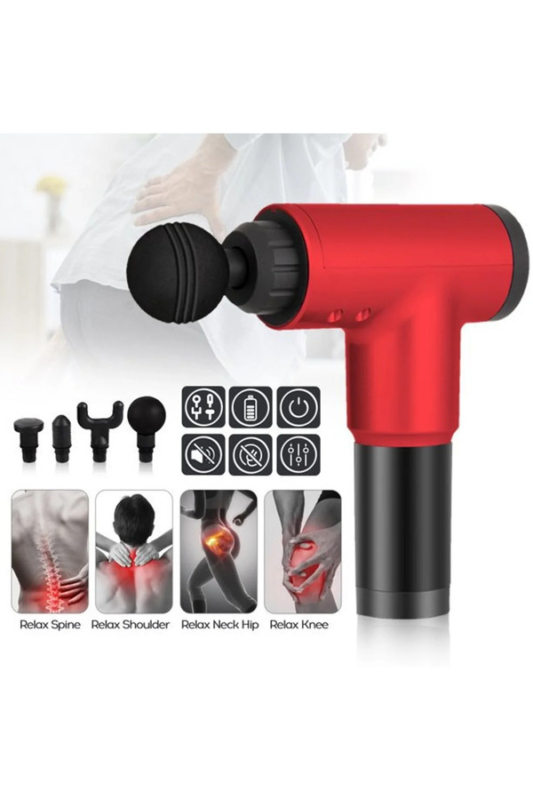 Go İthalat Fasci̇al Gun Rh-320 6 Kademe Hız Ayarlı, 4 Parça Başlıklı, Usb Şarjlı, Masaj Tabanca Aleti̇ (5263)