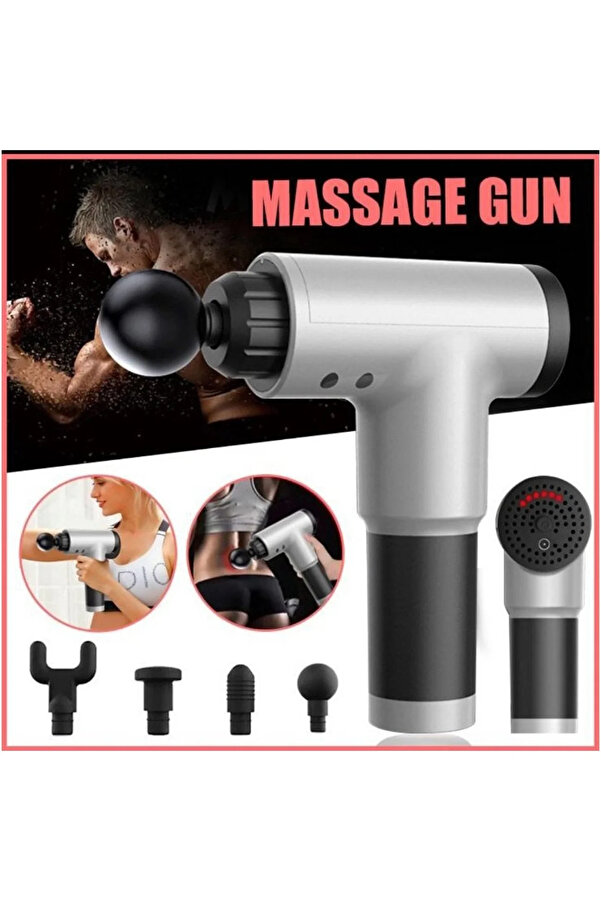 Go İthalat Fasci̇al Gun Rh-320 6 Kademe Hız Ayarlı, 4 Parça Başlıklı, Usb Şarjlı, Masaj Tabanca Aleti̇ (5263)