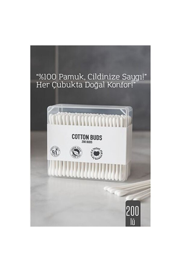 %100 Pamuk Kulak Çubuğu – 200’Lü Paket