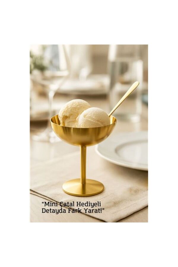 Gold Inox Çeli̇k Ayaklı Dondurma Ve Sunum Kasesi̇ – Tatlı, Lokum Ve Sunum Kabı