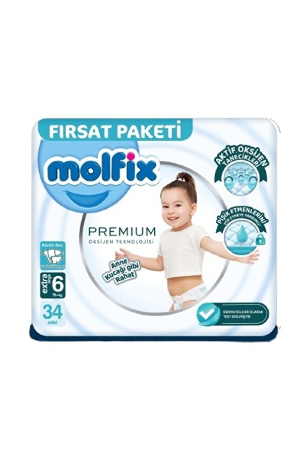 Molfi̇x Premi̇um Bebek Bezi̇ Fırsat Paketi̇ 6 Beden 15+ Kg 34 Adet