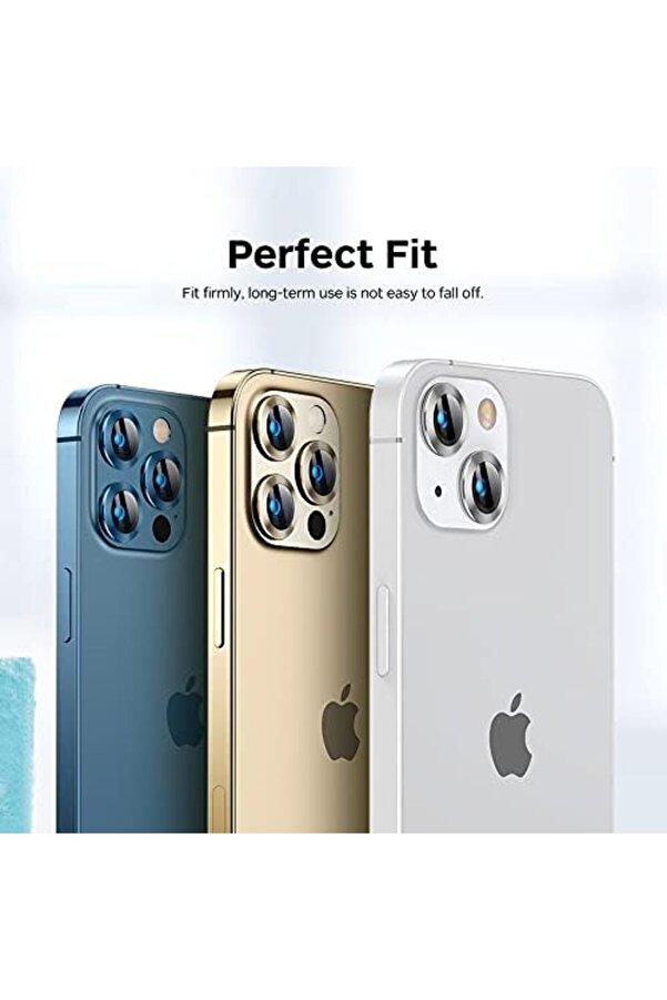 Aclyashop İphone 12 Pro Max Uyumlu Alaşım Çerçeveli̇ Tempered Glass Kamera Lens Kırılmaz Cam(3 Lü Set