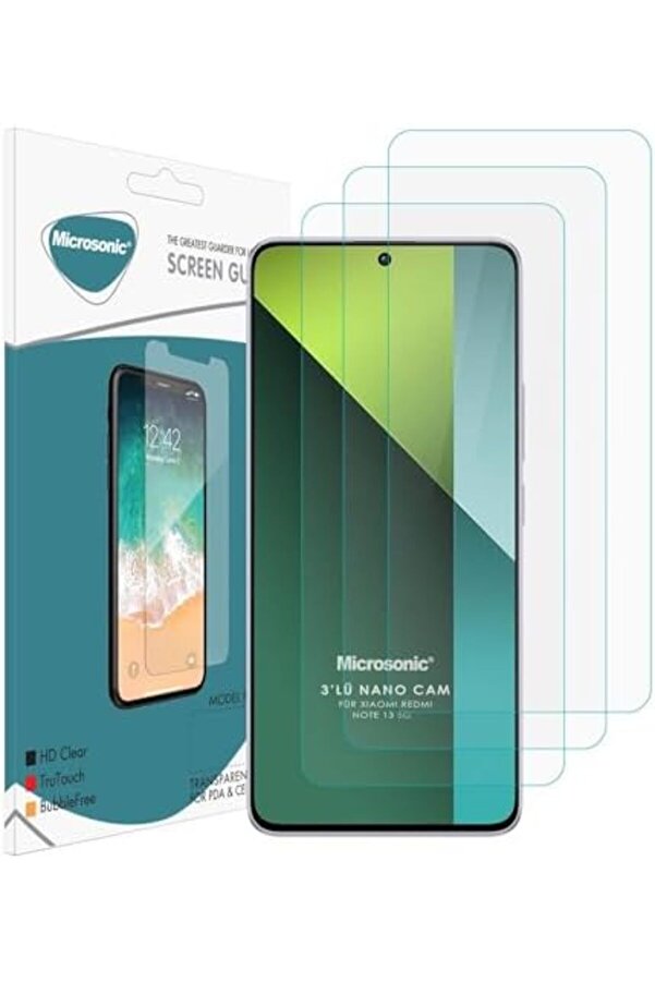 Lvnshop 13 4G Screen Protector Glass Cam Ekran (3`Lü Paket) [ 13 4G İle Uyumlu Ekran - Şeffaf] 2241