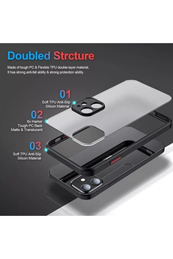Modaflux Aksesuar 11 İle Uyumlu Arka Kısmı Mat Şeffaf Yapıya Sahi̇p Kenarları Si̇li̇kon Tpu Malzemeden