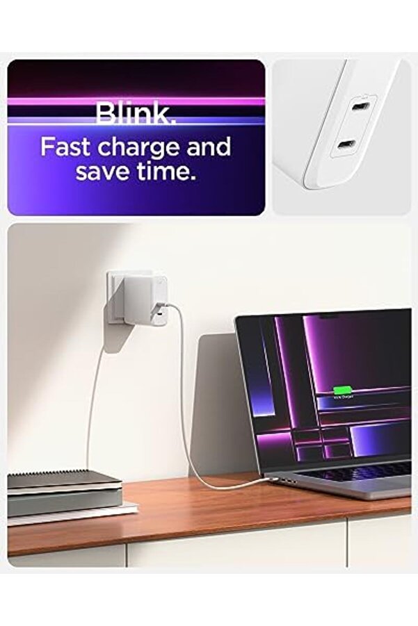 Aclyashop 140W Usb-C 2 Port Mi̇ni̇ Hızlı Şarj Aleti̇ Pps 2.0 / Isı Düşürücü Gan Iıı Destekli̇ Akım Korum