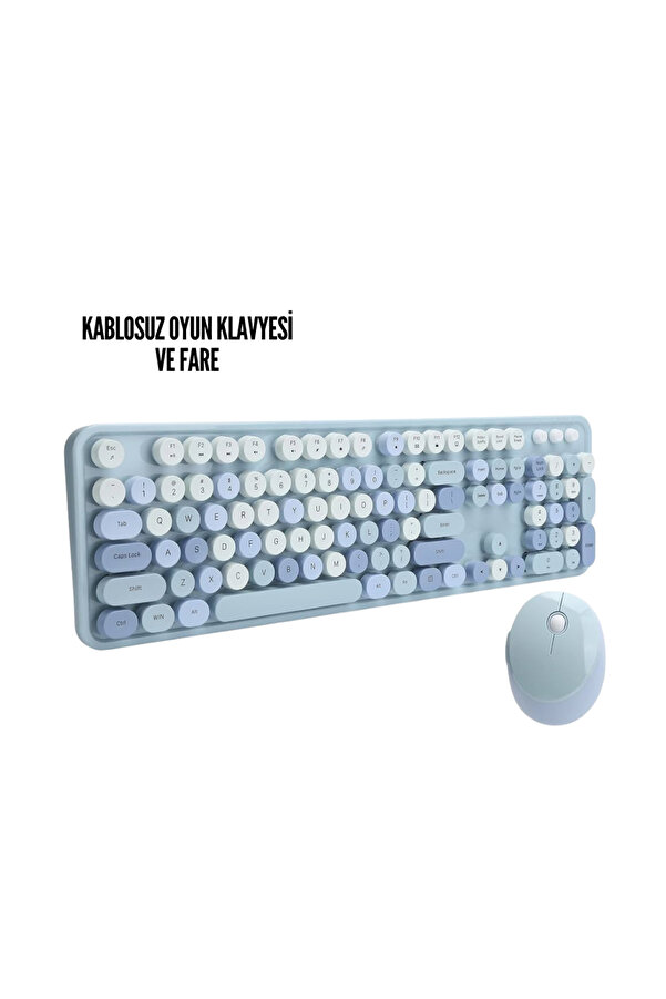 Kablosuz Klavye Mouse Seti̇ Mavi̇