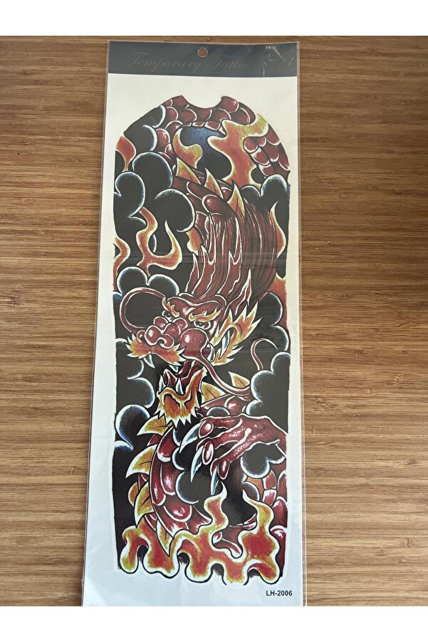 Ai̇rbrush Tattoo Ejderha 1 Hafta Kalıcı Tam Kol Bacak Yapıştırma Geçi̇ci̇ Dövme 46 Cm