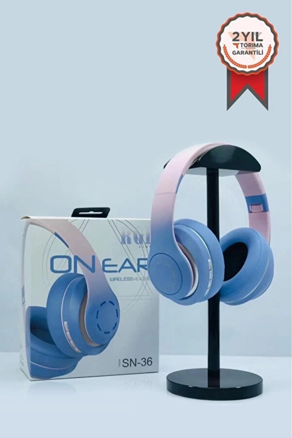 Sn-36 On-Ear Kafa Üstü Kablosuz Kulaklık Bluetooth 5.1 Blue