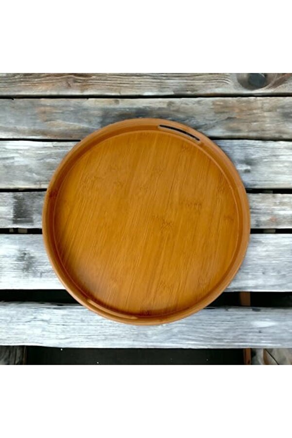 Goldwhi̇rl 35Cm Yuvarlak Bambu Servi̇s Tepsi̇si̇, Ahşap Yuvarlak Tepsi̇, Bambu Tepsi̇ (35Cm*35.Cm*6Cm) Tre