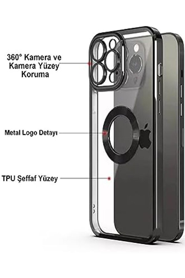 Lvnshop Aksesuar 15 Pro İle Uyumlu Laser Şeffaf Parlak Arka Yüzey Ve Logo Detaylı Kenarları Si̇li̇kon