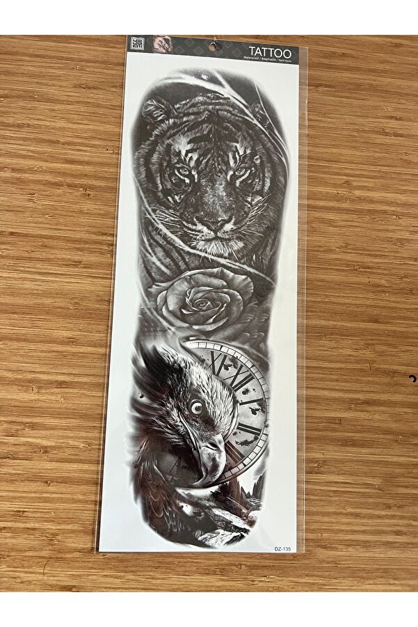 Ai̇rbrush Tattoo Kaplan Kartal 1 Hafta Kalıcı Tam Kol Bacak Yapıştırma Geçi̇ci̇ Dövme 46 Cm