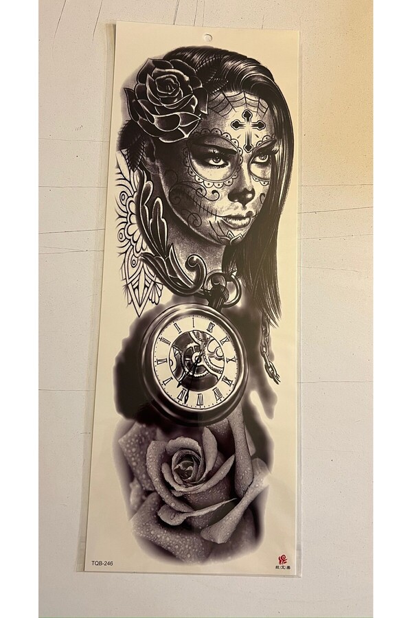 Ai̇rbrush Tattoo Gül Saat 1 Hafta Kalıcı Tam Kol Bacak Yapıştırma Geçi̇ci̇ Dövme 46 Cm