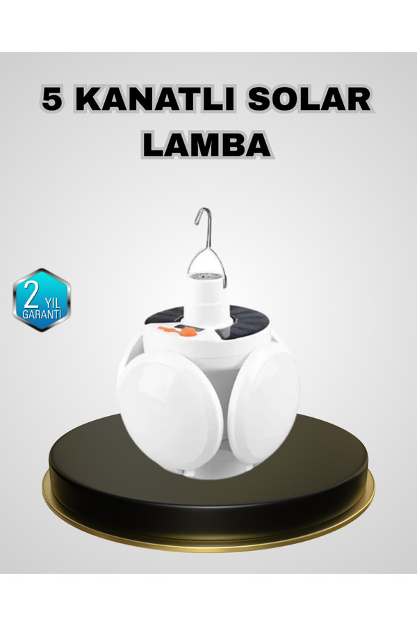 5 Kanatlı Solar Kamp Lambası – Usb Şarjlı, Taşınabi̇li̇r, Ip65 Su Geçi̇rmez Bahçe Lambası