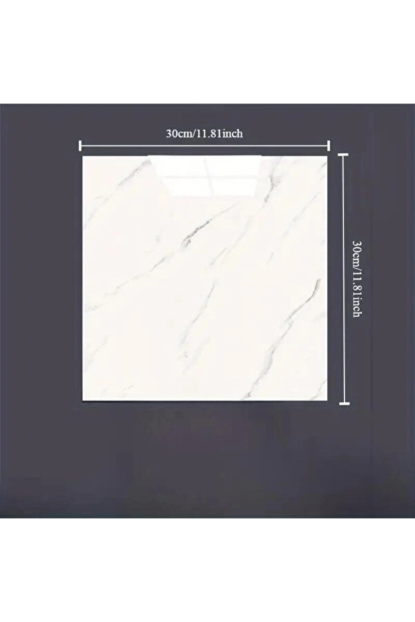 Beyaz Mermer Desenli̇ Alümi̇nyum Plasti̇k Duvar Sti̇cker (30*30)