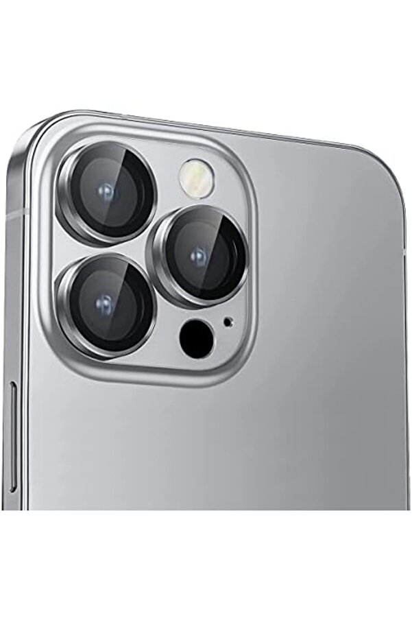 Aclyashop Labs 14 Pro Max / 14 Pro Screen Protector 9H Safi̇r Cam Kamera Metal Lens, Gümüş 1058548