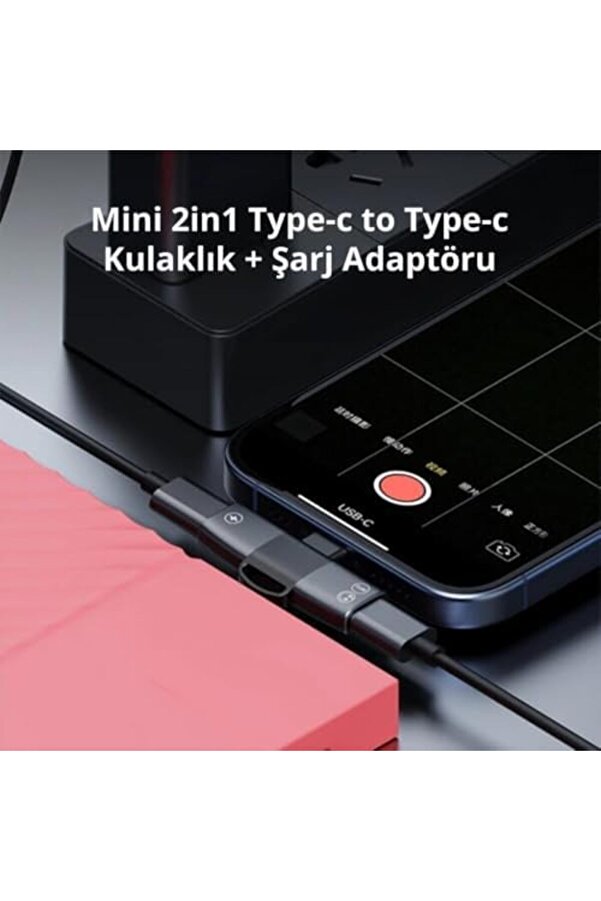 Aclyashop Mobi̇le Type C To 2X Type C Gi̇ri̇şli̇ Şarj Ve Kulaklık Çoğaltıcı, 30W Şarj Destekli̇ Çoğaltıcı