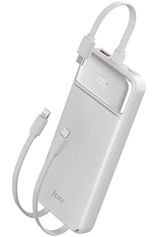Aclyashop 10000Mah 22.5W Led Ekranlı Ve Type-C Kablolu Powerbank Taşınabi̇li̇r Hızlı Şarj Ci̇hazı Beyaz