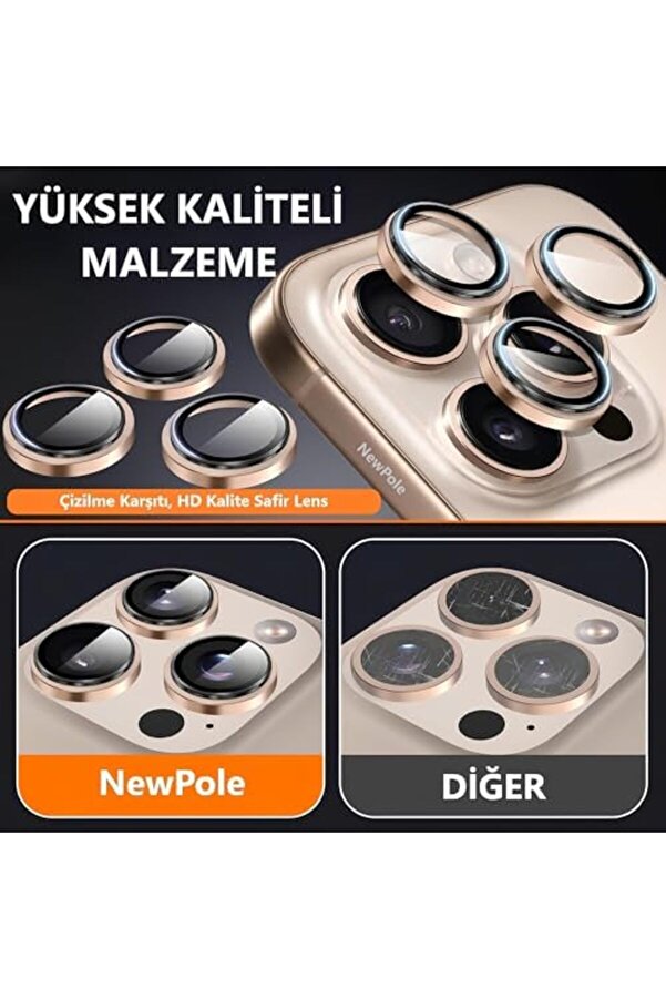 Lvnshop 16 Pro/ 16 Pro Max İçi̇n Kamera Safi̇r Lens, 9H Temperli̇ Cam Lens Kamera 16 Pro Ve 16 Pro Max