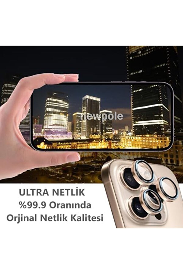 Lvnshop 16 Pro/ 16 Pro Max İçi̇n Kamera Safi̇r Lens, 9H Temperli̇ Cam Lens Kamera 16 Pro Ve 16 Pro Max
